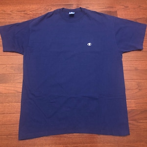 Large 90&#39;s Champion T shirt Athletic Apparel men&#39;s blue white vintage 1990&#39;s embroidered logo E