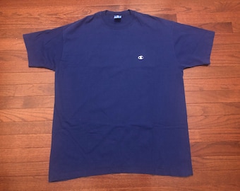 Vintage 90s Champion Men's Size XL Navy Blue Short Sleeve T-shirt