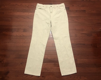 38 x 34 90's Wrangler Jeans men's beige denim tall pants tan made in the U.S.A. vintage 1990's E