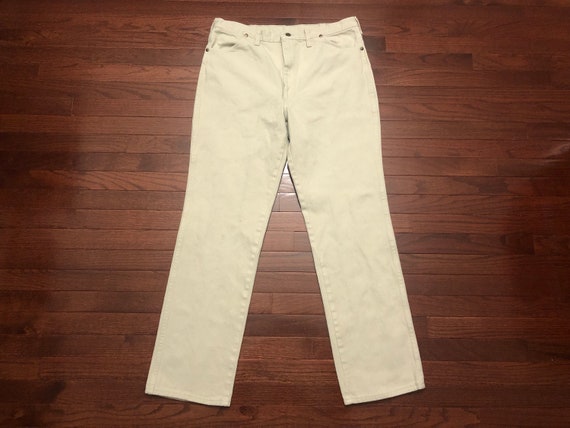 38 x 34 90's Wrangler Jeans men's beige denim tal… - image 1