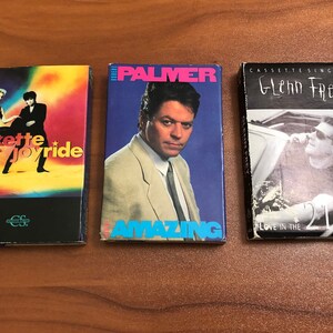 Three (3) early 90&#39;s cassette single music tapes Roxette Robert Palmer Glenn Frey E