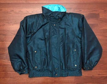 Women's Size 4 80's Skea winter jacket coat green blue vintage 1980's ski Paris Vail E