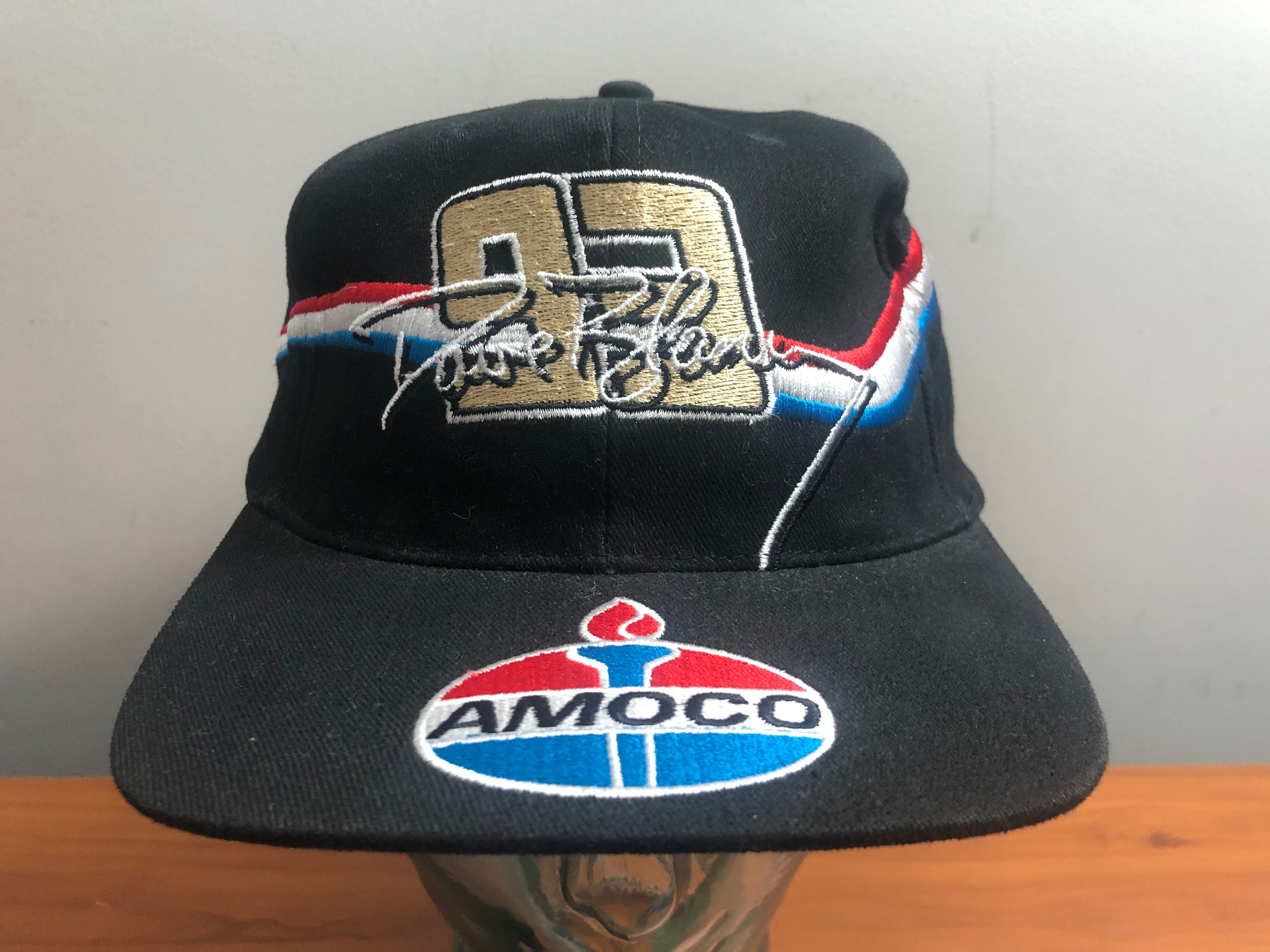 1998 Amoco Racing Dave Blaney Snapback Hat Baseball Cap Black Red Blue ...