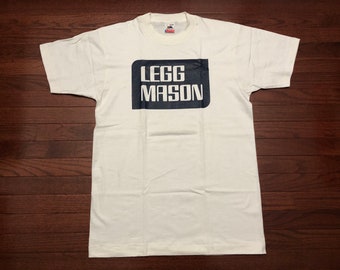 NEW Large 80's Legg Mason T shirt men's vintage Fruit of the Loom white blue 1980's investment asset management financial E