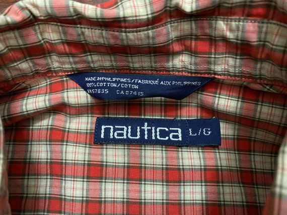 Large 90's Nautica button down shirt men's red be… - image 6