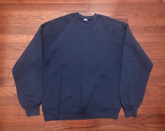 Large 80's Jerzees men's crew sweatshirt vintage crewneck 1980's dark blue