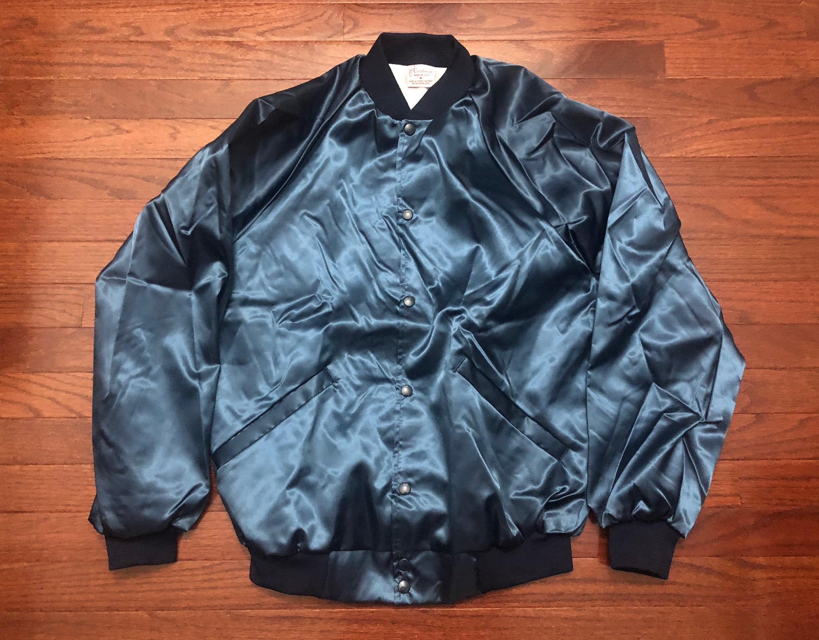 Blue satin coat top