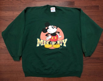 XL 90's Mickey Mouse Disney sweatshirt men's vintage 1990's crewneck crew green red yellow Walt World E