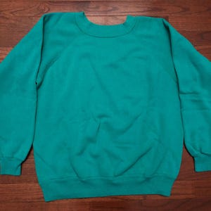 Large 80&#39;s Hanes sweatshirt men&#39;s green vintage 1980&#39;s crew neck blank E