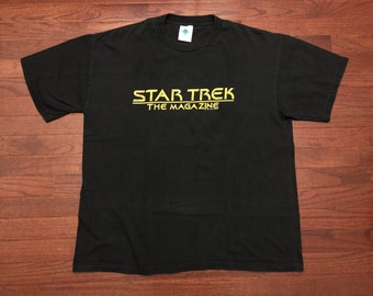 XL 1998 Star Trek The Magazine T shirt men's vintage 1990's black gold space 90's final frontier Tour Champ E