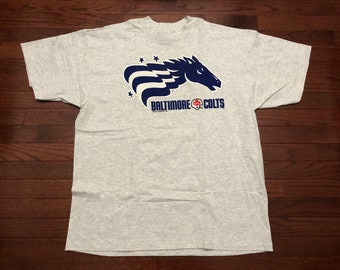 NEW XL 1994 Baltimore Colts CFL T shirt men's heather gray Canadian Football League Stallions Maryland 90's Starter vintage 1990's E