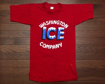 Small 70's Washington Ice Company T shirt men's red white blue vintage 1970's Mayo Spruce D.C. E