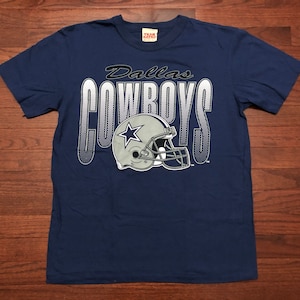 Large 90&#39;s Dallas Cowboys T shirt blue silver white football helmet men&#39;s vintage 1990&#39;s Team Rated Texas E