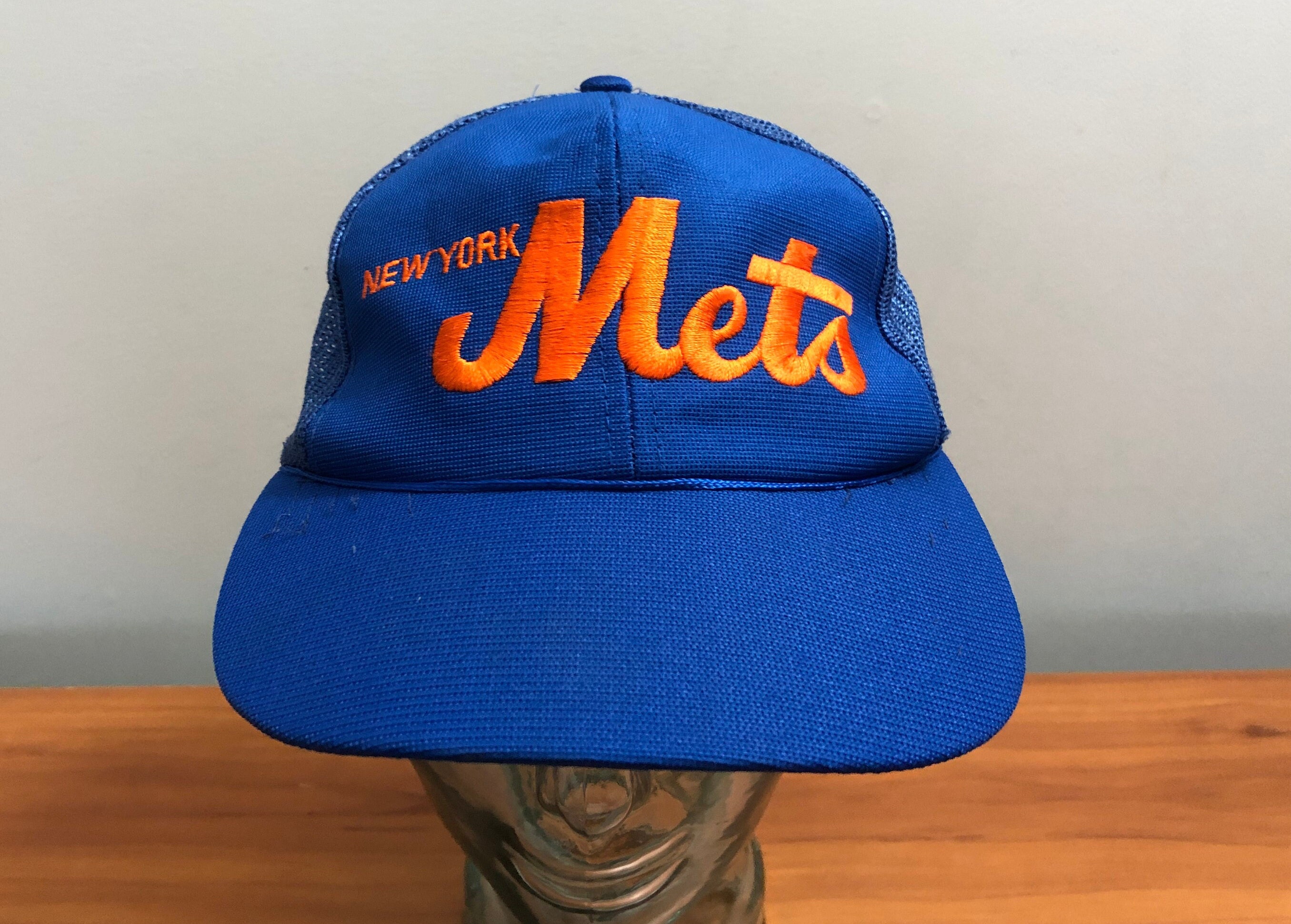 80's New York Mets Snapback Trucker Cap Baseball Hat Blue 