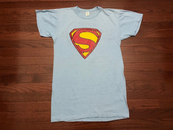 XL 70's Superdad men's T shirt light blue red yel… - image 1