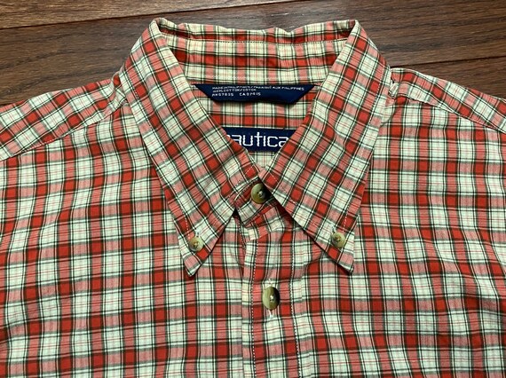 Large 90's Nautica button down shirt men's red be… - image 4