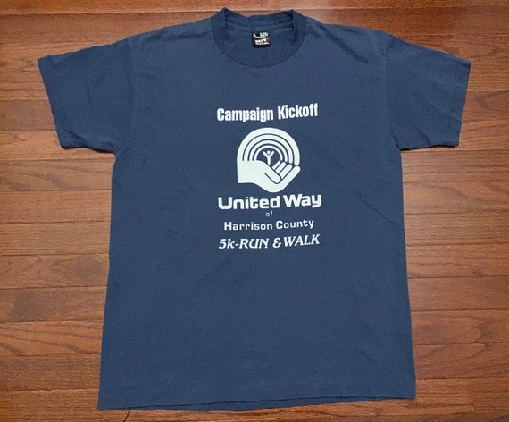 Large 90's United Way T shirt men's blue white Ha… - image 1