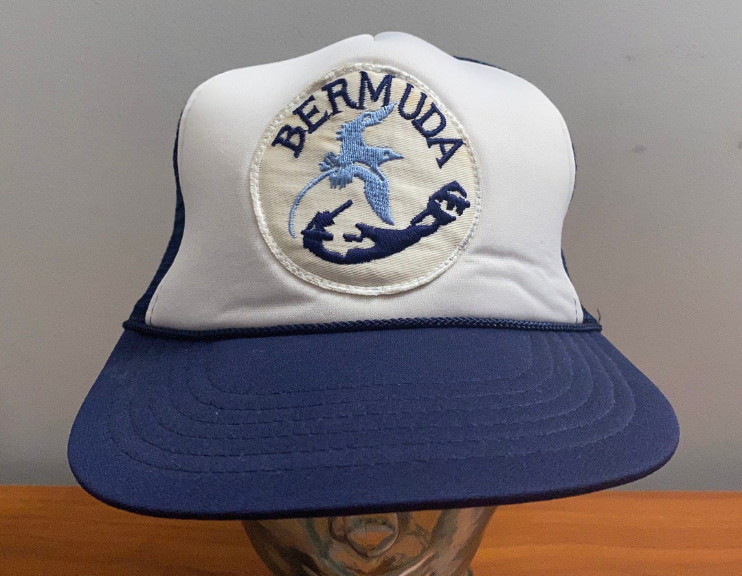 NEW 90's Bermuda Trucker Hat Snapback Baseball Cap Blue White Vintage ...