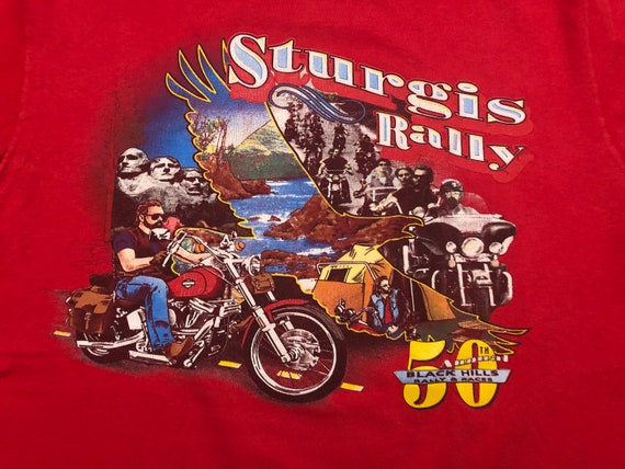 Large 1990 Harley Davidson Motorcycles Sturgis South Dakota T