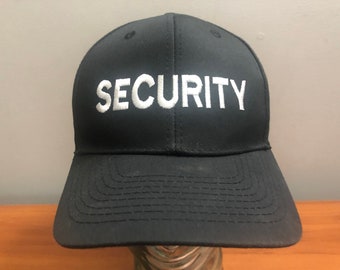 90's SECURITY snapback hat baseball cap black white vintage 1990's guard concert event