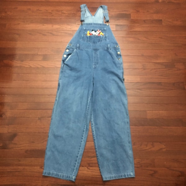 Medium 90's Mickey Unlimited denim overalls bib blue jeans Disney Minnie Mouse vintage 1990's E