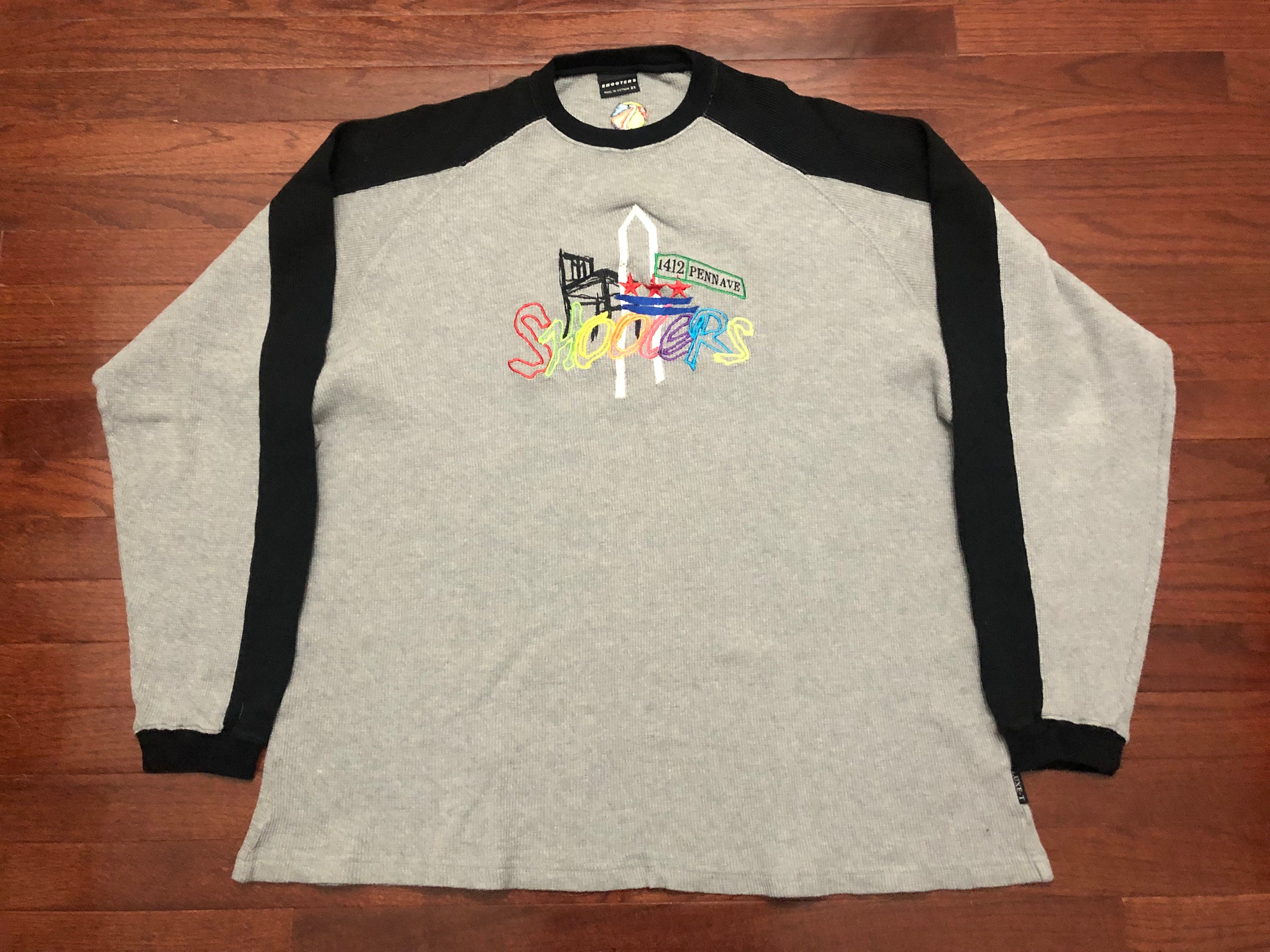 2XL 90's Shooters Sportswear L/s Thermal T Shirt Gray Black