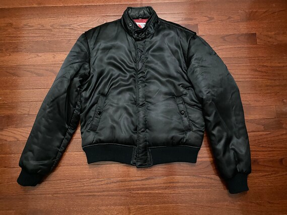 XL 80's Chess King satin snap jacket men's coat bl