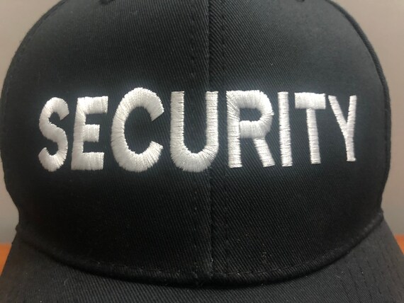 90's SECURITY snapback hat baseball cap black whi… - image 2