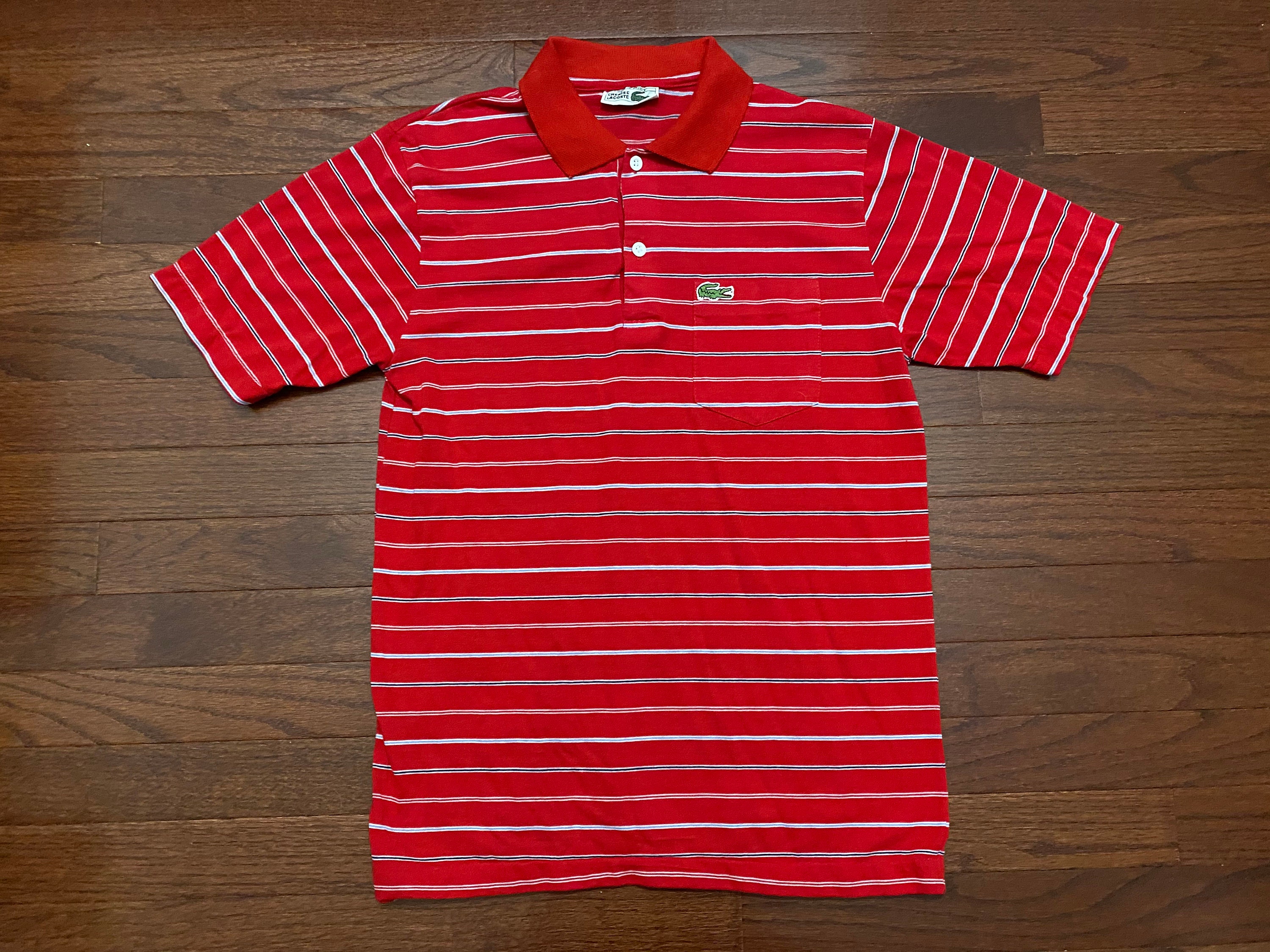 Retentie discretie Verkeersopstopping Medium Vintage Lacoste Polo Golf Shirt Red White Blue Striped - Etsy