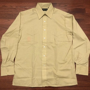 NEW Medium 80&#39;s JCPenney button up shirt men&#39;s beige tan vintage 1980&#39;s E