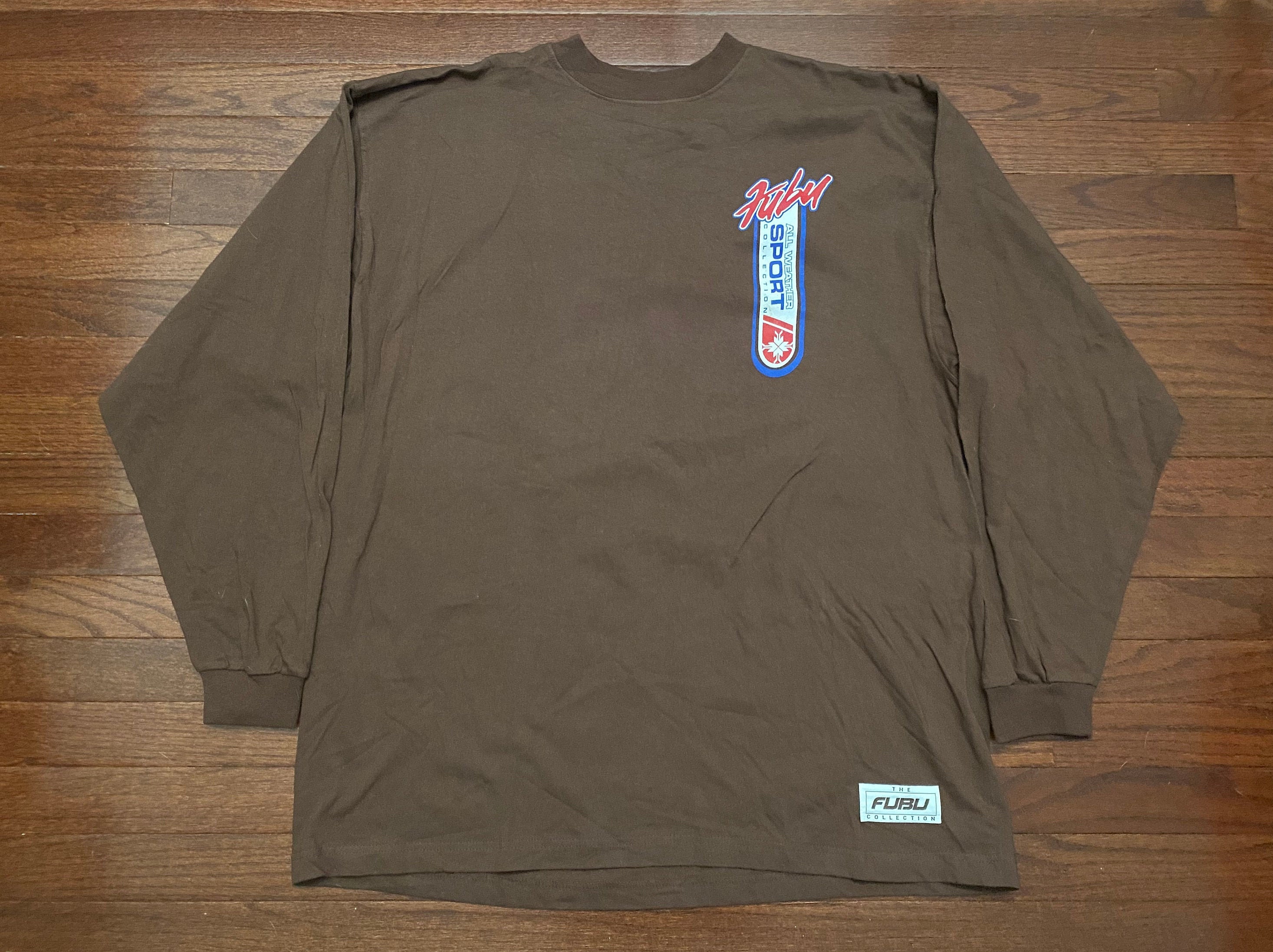 New XL 90's FUBU L/s T Shirt Men's Brown All Weather Sport