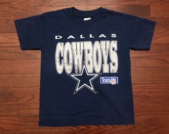 Kid's Medium 90's Dallas Cowboys T shirt vintage 1990's Champknit Hanes Team NFL Football blue silver white E