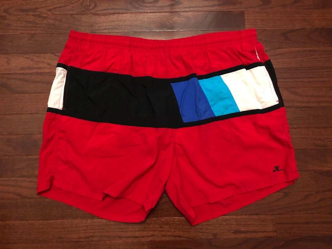 XXL 90's Hobie Bathing Suit Board Shorts Swimwear Red Blue - Etsy