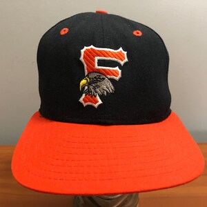 90&#39;s Frederick Keys baseball cap snapback hat vintage 1990&#39;s black orange adjustable snap back MiLB signed E