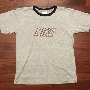 Kid&#39;s Medium 1999 Nike T shirt gray black red youth vintage 1990&#39;s sportswear 90&#39;s E