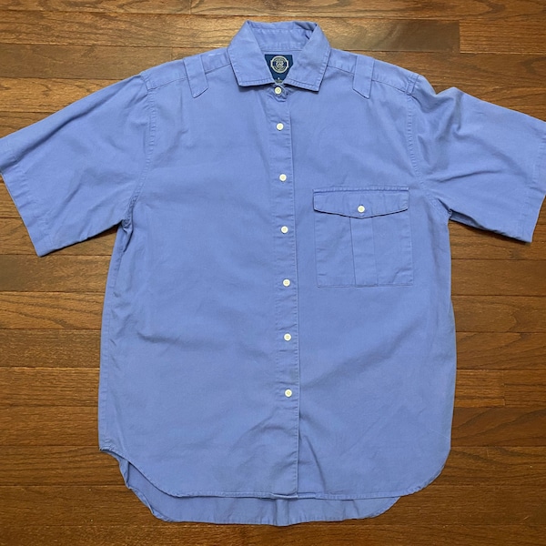 Small 80's Gap s/s button up shirt men's blue vintage 1980's front E