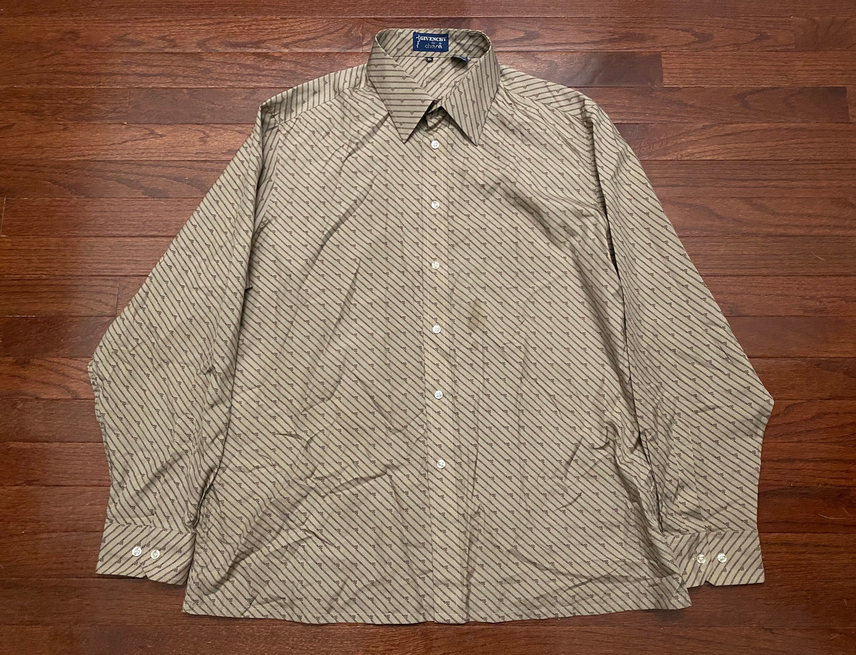 XL 70's Givenchy for Chesa button up shirt beige brown XL 70's Givenchy for Chesa button up shirt beige brown