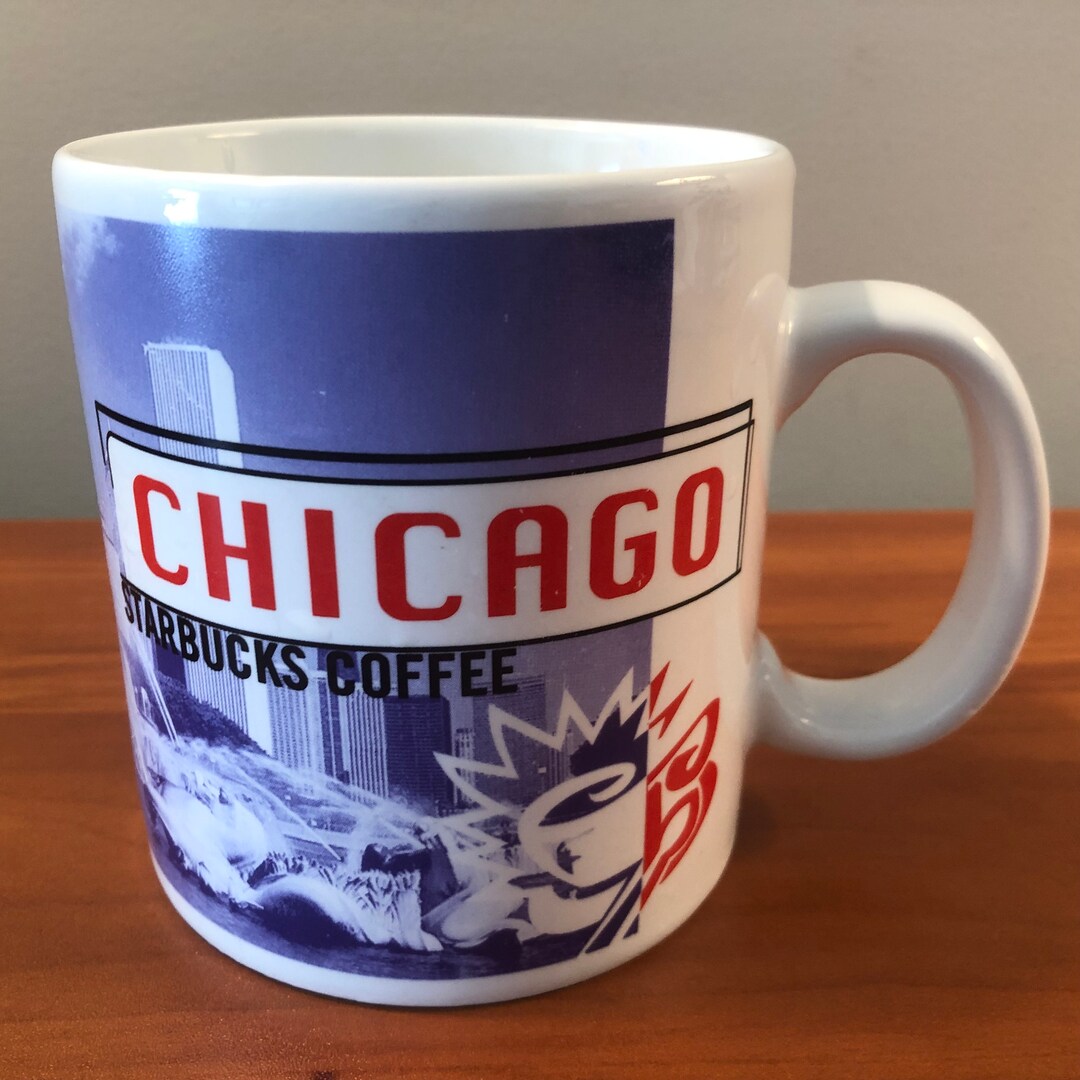 1998 Starbucks Coffee Chicago Illinois Coffee Mug Cup White Blue Red  Vintage 1990s Grant Park Lincoln Park Navy Pier 90s Hancock Observatory -  Etsy