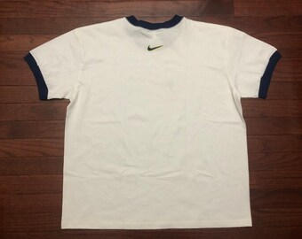 XL 2002 Nike Ringer T Shirt Men's White Blue Gray Yellow