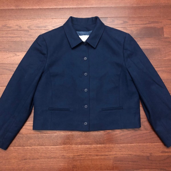 Women's 80's Pendleton Woolen Mills sport coat fits like ladies size 6 Petite dark blue Pure Virgin Wool vintage 1980's