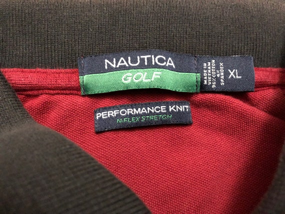 XL 90's Nautica Golf polo shirt men's red black w… - image 5
