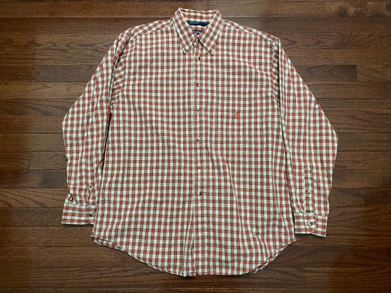 Large 90's Nautica button down shirt men's red be… - image 1