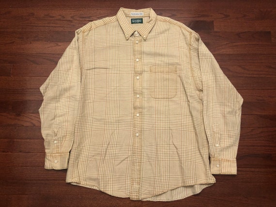Gitman Bros, XL 90's Gitman Bros. button down shirt men's beige red plaid vintage 1990's oxford front up