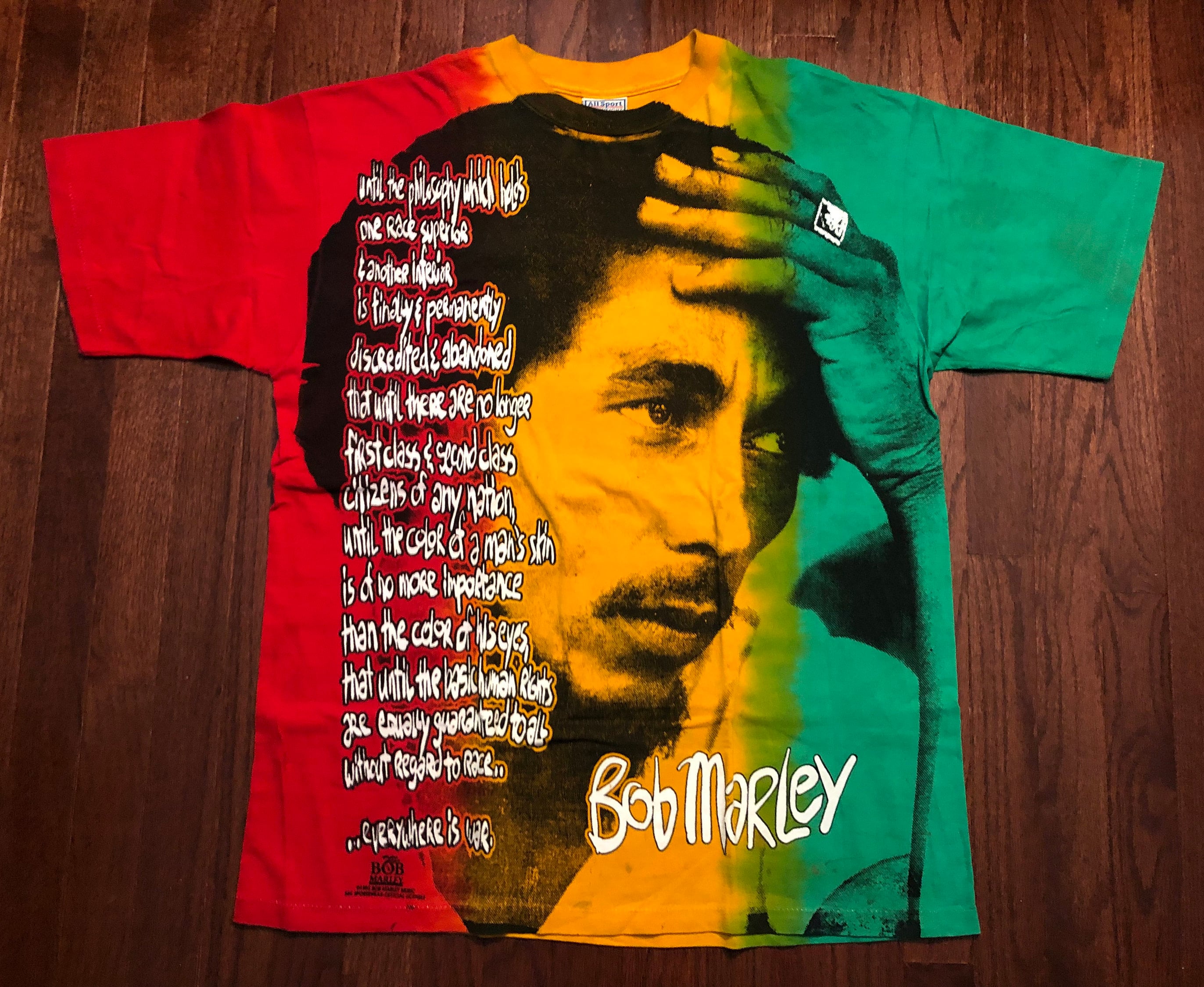 XL 1993 Bob Marley Men's 3 Tone T Shirt Red Yellow Green Etsy UK