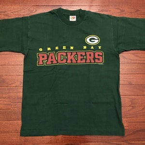Large 1997 Green Bay Packers men&#39;s T shirt Green Yellow Brown NFL Football vintage 90&#39;s Fruit of the Loom 1990&#39;s E