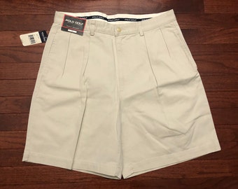 NEW 90's size 34 Polo Golf Ralph Lauren shorts men's khaki tan beige vintage 1990's shield chino NWT E