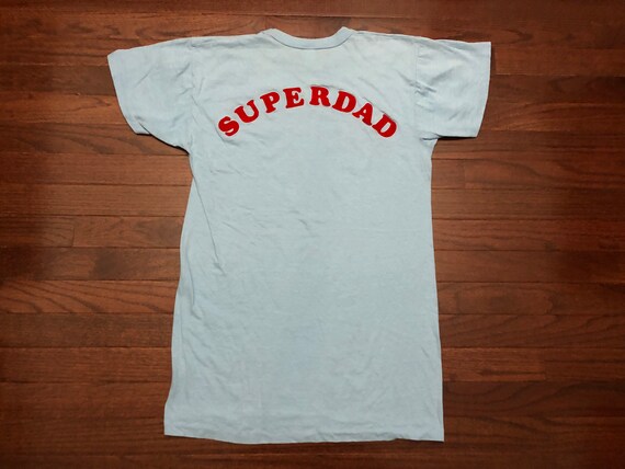 XL 70's Superdad men's T shirt light blue red yel… - image 3