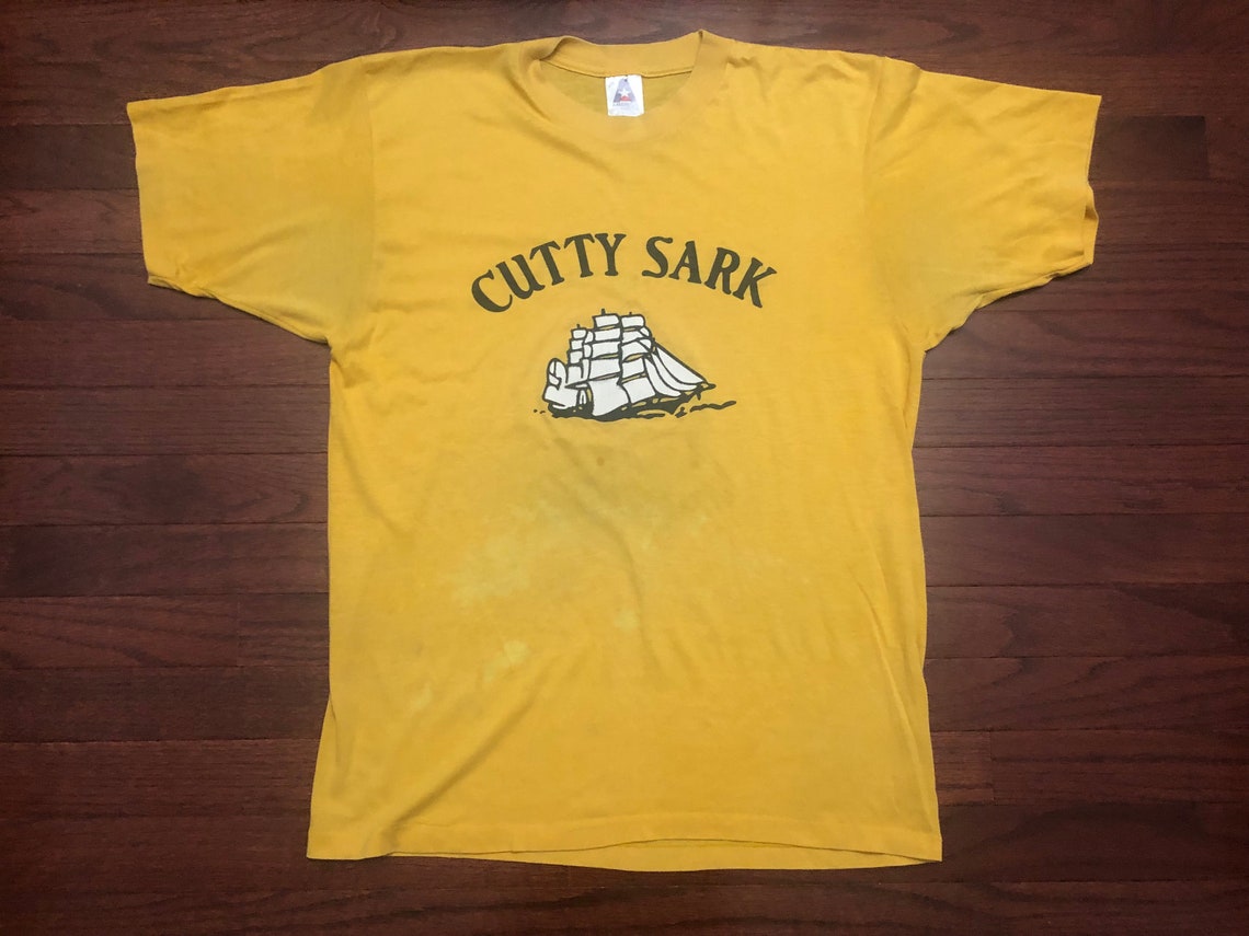 XL 80's Cutty Sark Men's T Shirt Yellow Black Blended Etsy
