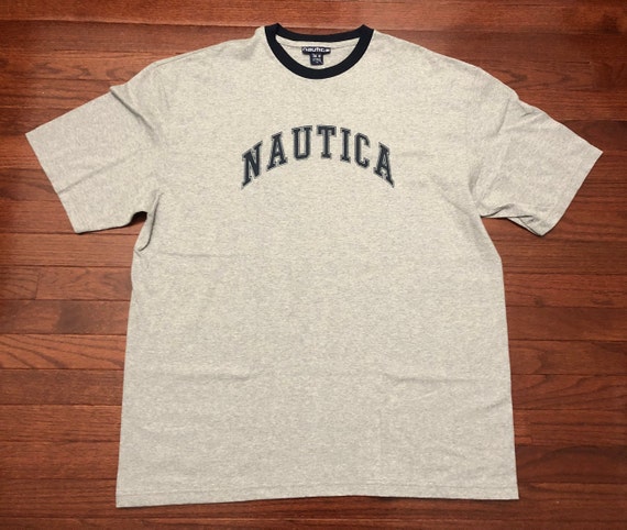 NEW XL 90's Nautica T shirt men's gray blue vinta… - image 1