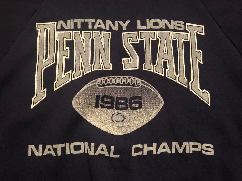 XL 1986 Penn State University Football men/'s sweatshirt vintage crewneck blue Nittany Lions National Champions blue 80/'s